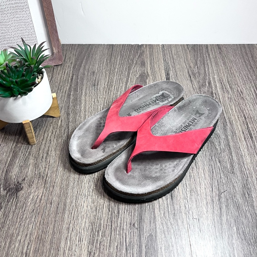 Mephisto | Red Nubuck Post Toe Sandals Size 38/8